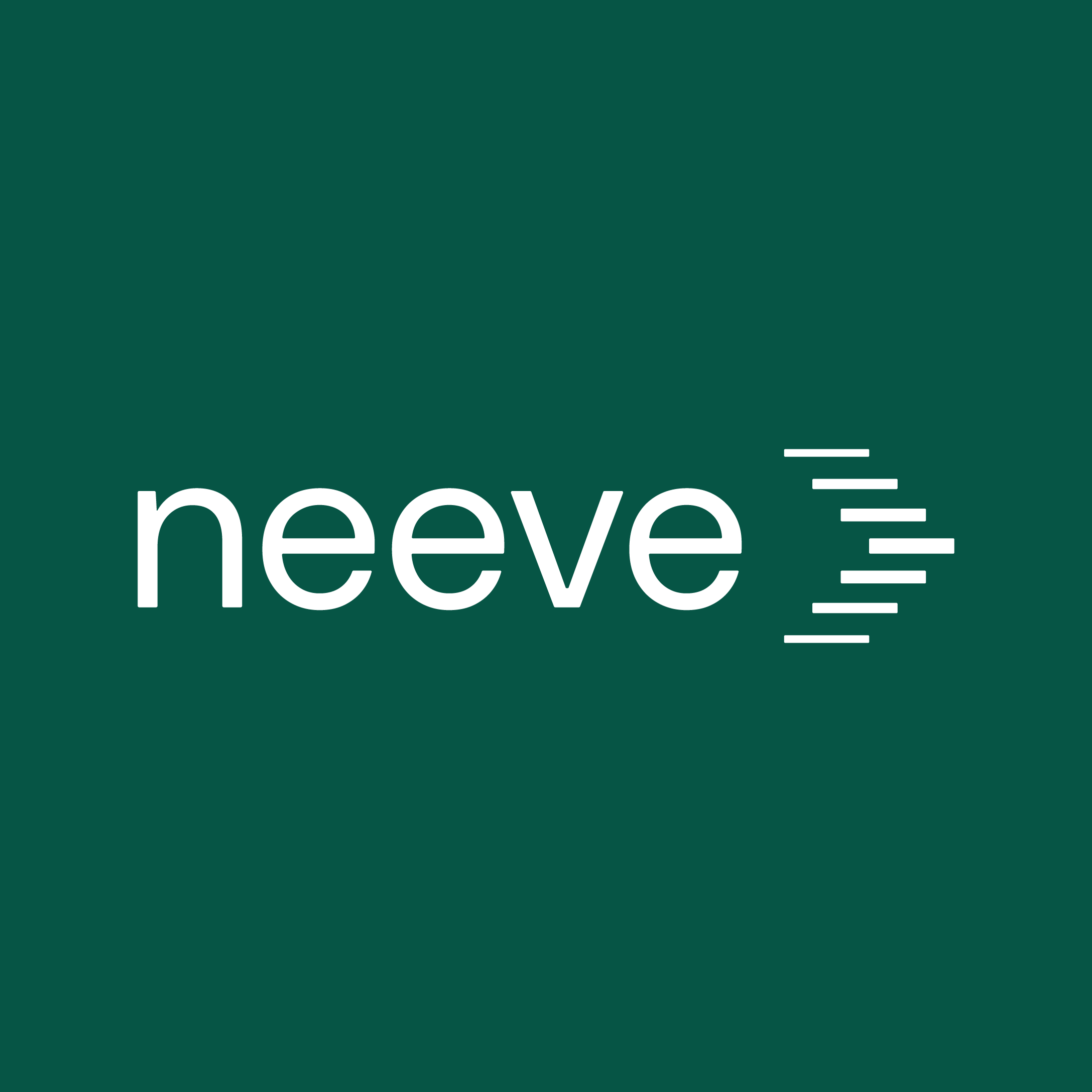 neeve green square white text logo