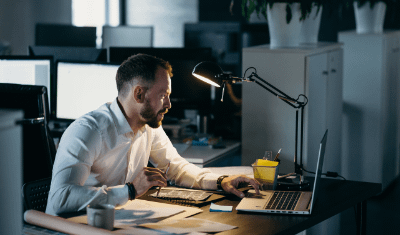 Worker Provding IT Cybersecurity Solution
